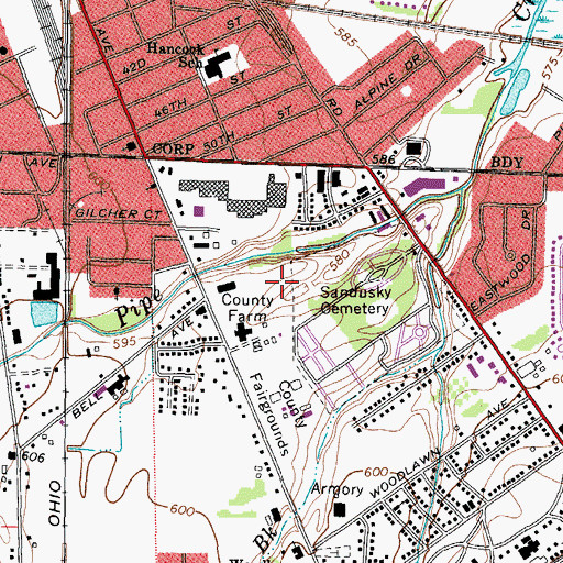 Topographic Map of Erie County Sheriff's Office, OH