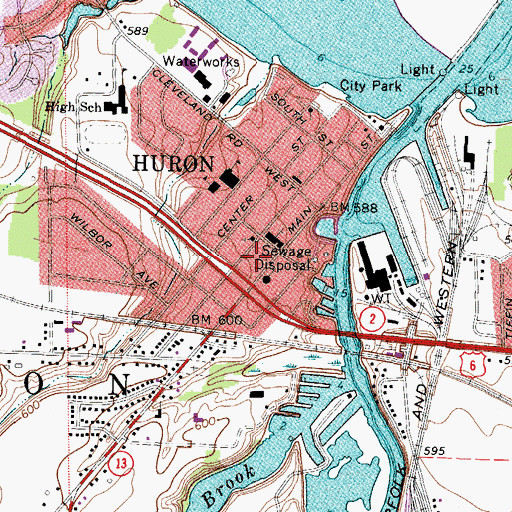 Topographic Map of Huron City Police Department, OH