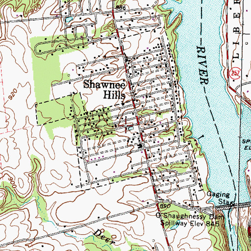Topographic Map of Shawnee Hills Police Department, OH