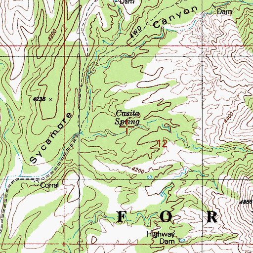 Topographic Map of Casito Spring, AZ