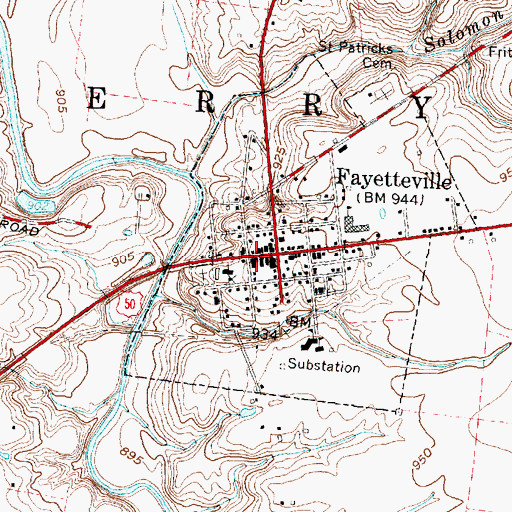 Topographic Map of Fayetteville Police Department, OH