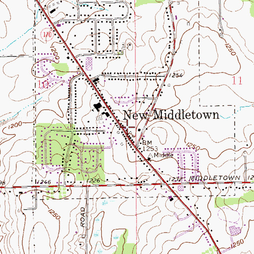 Topographic Map of Village of New Middletown Police Department, OH