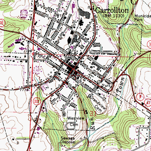 Topographic Map of Carroll County Sheriff's Office, OH