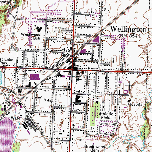 Topographic Map of Wellington Police Department, OH