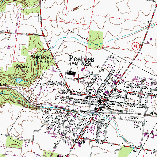 Topographic Map of Peebles Police Department, OH