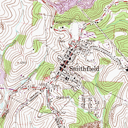 Topographic Map of Smithfield Police Department, OH