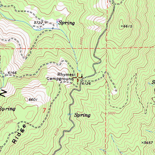 Topographic Map of Rhymes Campground, CA