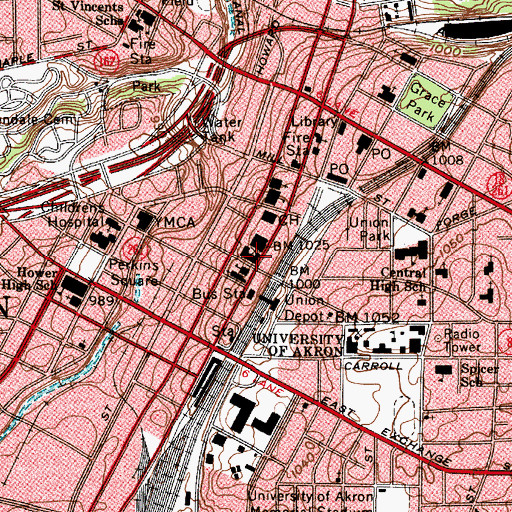 Topographic Map of Summit County Sheriff's Office, OH