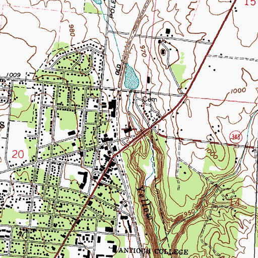 Topographic Map of Yellow Springs Police Department, OH