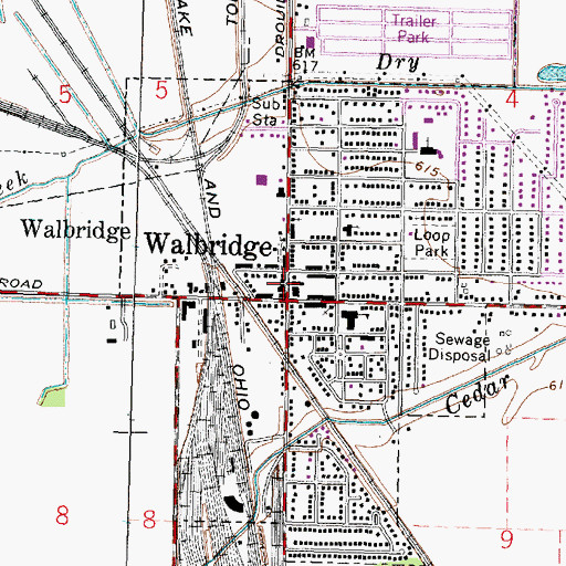 Topographic Map of Walbridge Police Department, OH