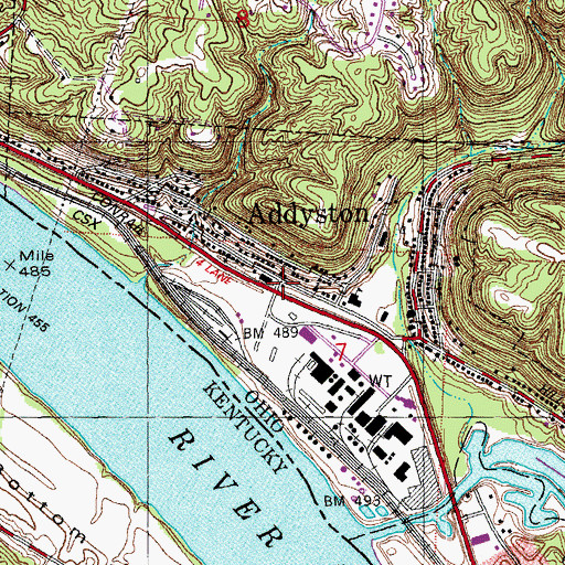 Topographic Map of Addyston Police Department, OH