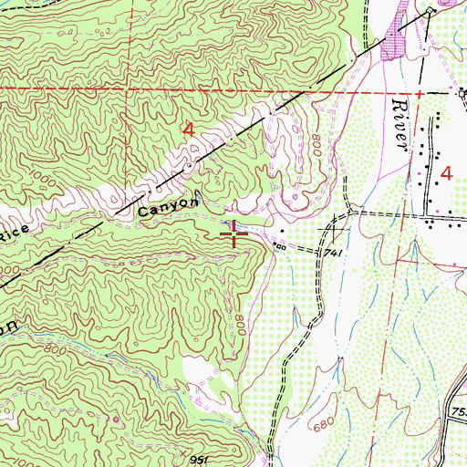 Topographic Map of Rice Canyon, CA