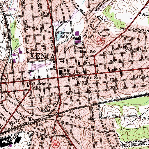 Topographic Map of Greene County Sheriff's Office, OH