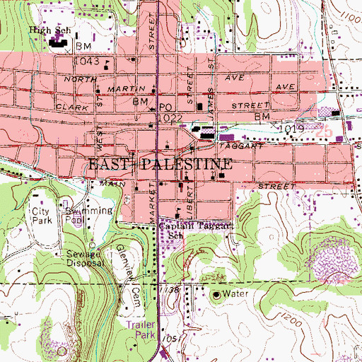 Topographic Map of East Palestine Police Department, OH
