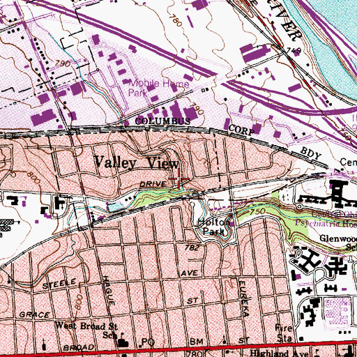 Topographic Map of Valleyview Police Department, OH