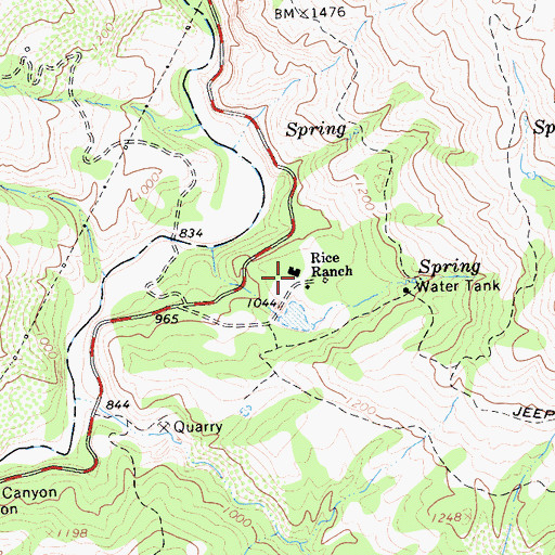 Topographic Map of Rice Ranch, CA