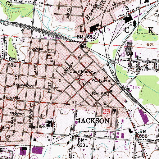 Topographic Map of Jackson Police Department, OH