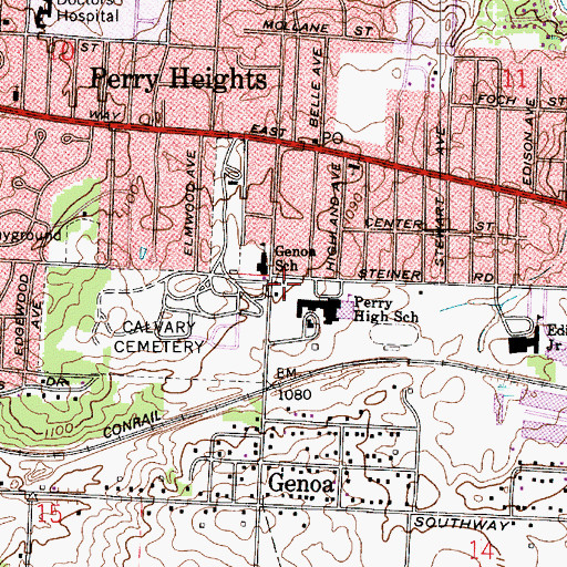 Topographic Map of Perry Township Police Department, OH