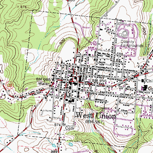 Topographic Map of Adams County Sheriff's Office, OH