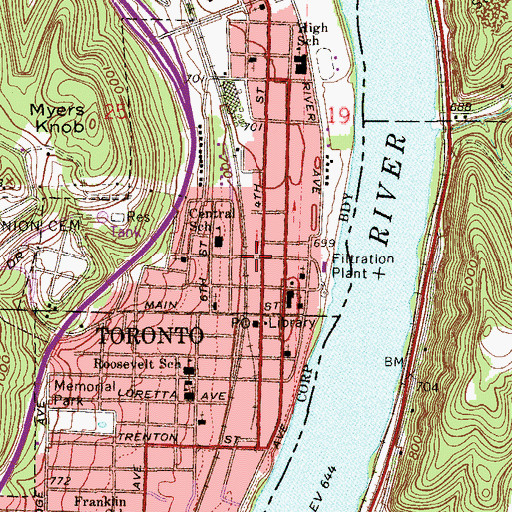 Topographic Map of Toronto Police Department, OH