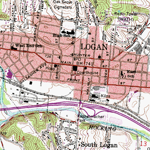 Topographic Map of Hocking County Sheriff's Office, OH