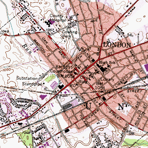 Topographic Map of Madison County Sheriff's Office, OH