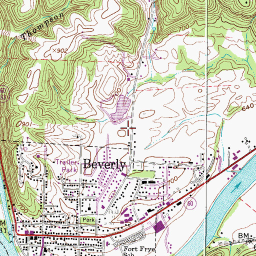 Topographic Map of Beverly Village Police Department, OH