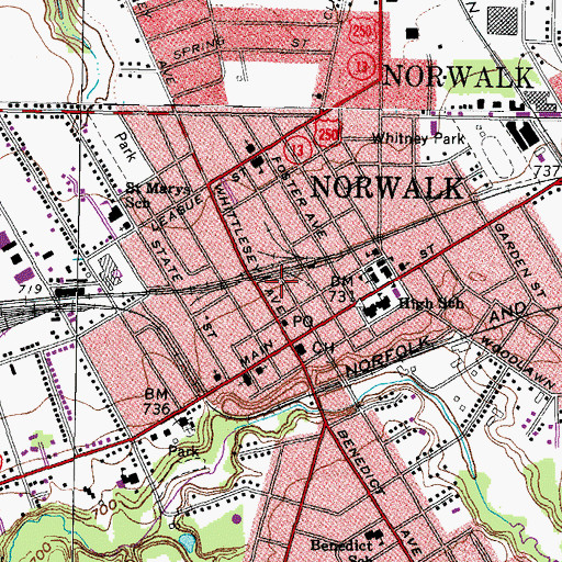 Topographic Map of Norwalk Police Department, OH