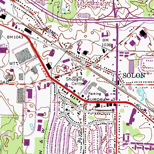 Topographic Map of Solon Police Department, OH