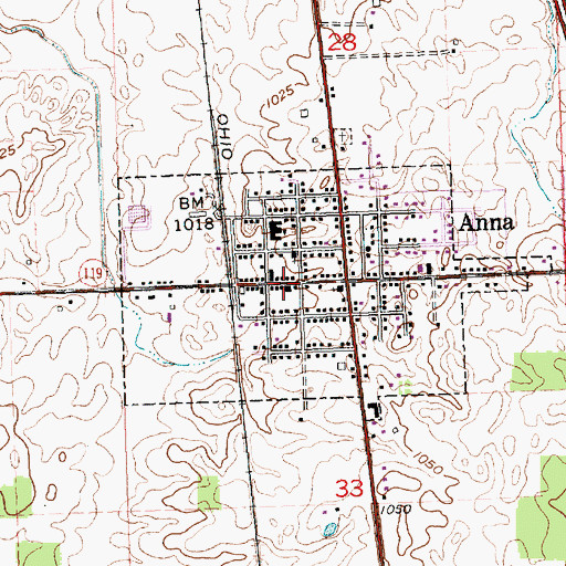 Topographic Map of Anna Police Department, OH