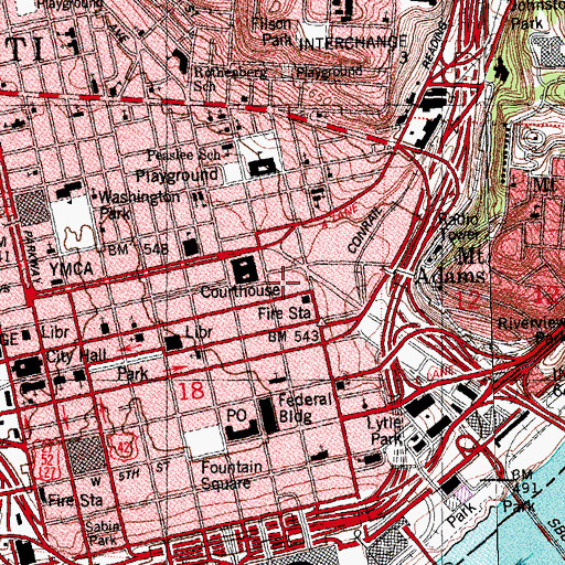 Topographic Map of Hamilton County Sheriff's Office, OH