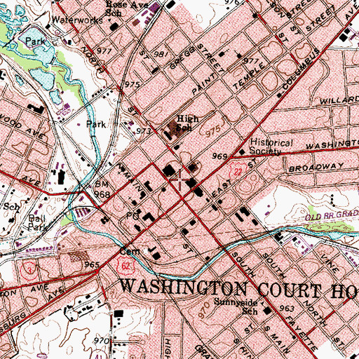 Topographic Map of Washington Court House Police Department, OH