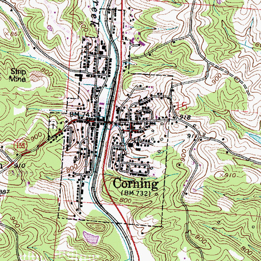 Topographic Map of Corning Village Police Department, OH