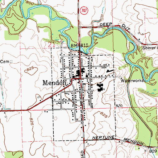 Topographic Map of Mendon Police Department, OH