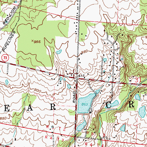 Topographic Map of Clear Creek Township Police Department, OH