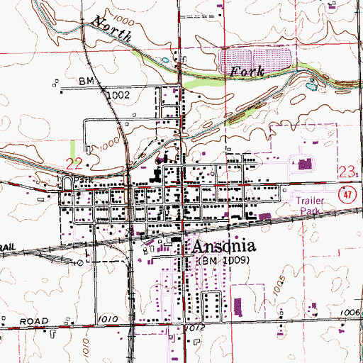 Topographic Map of Ansonia Police Department, OH