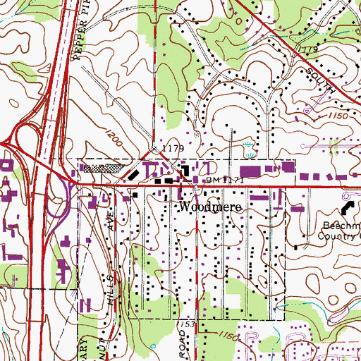 Topographic Map of Woodmere Village Police Department, OH
