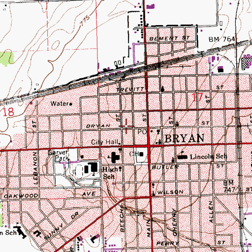 Topographic Map of Williams County Sheriff's Office, OH