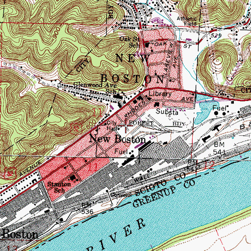 Topographic Map of New Boston Police Department, OH