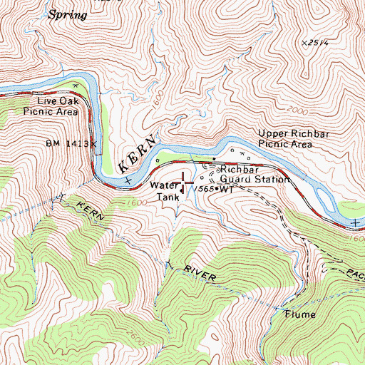Topographic Map of Richbar Guard Station, CA