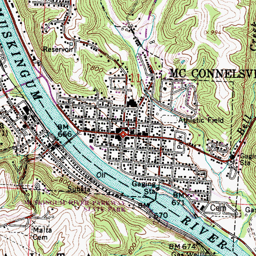 Topographic Map of Morgan County Sheriff's Office, OH