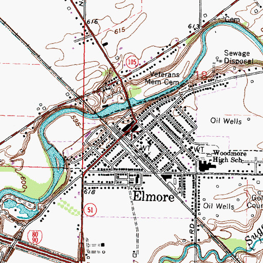 Topographic Map of Elmore Village Police Department, OH
