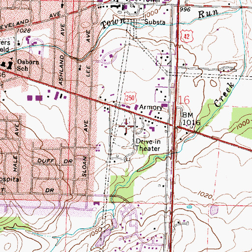 Topographic Map of Ashland County Sheriff's Office, OH