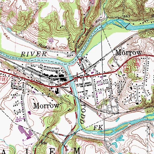 Topographic Map of Morrow Police Department, OH