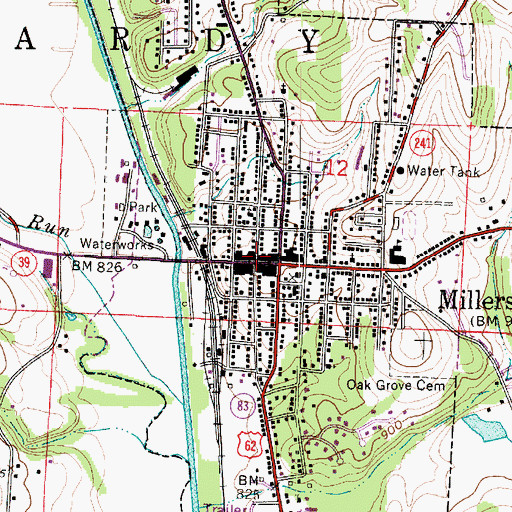 Topographic Map of Millerburg Police Department, OH