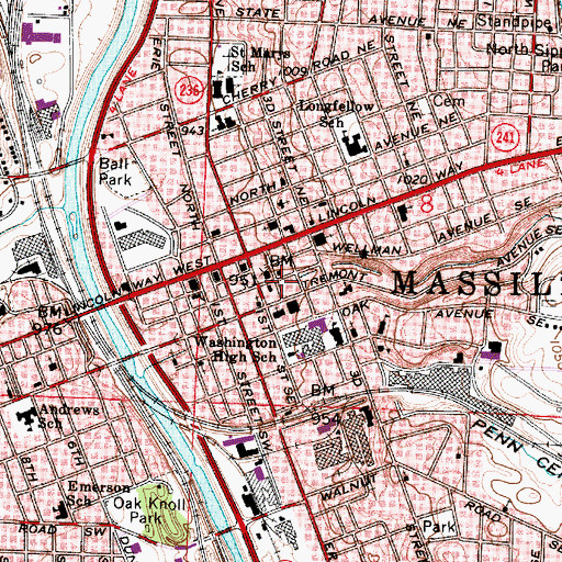 Topographic Map of Massillon Police Department, OH