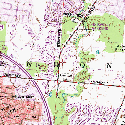 Topographic Map of Blendon Township Police Department, OH