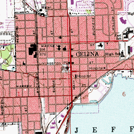 Topographic Map of Mercer County Sheriff's Office, OH