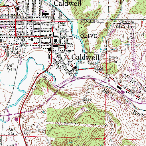 Topographic Map of Noble County Sheriff's Office, OH