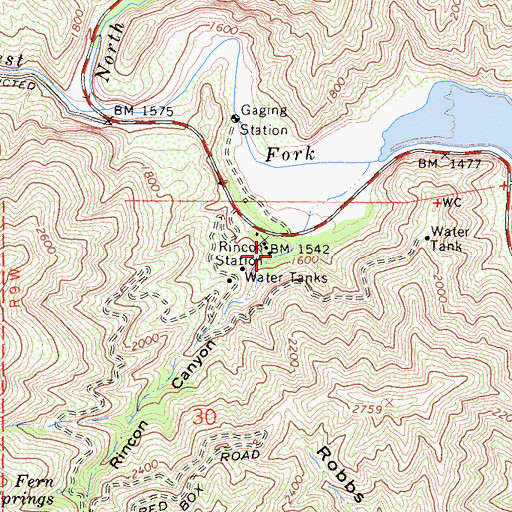 Topographic Map of Rincon Canyon, CA